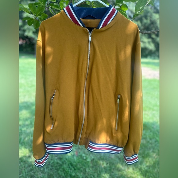 Zara Other - Zara Men's Varsity Cashier Jacket | tan/ mustard color with zip pockets | XXL